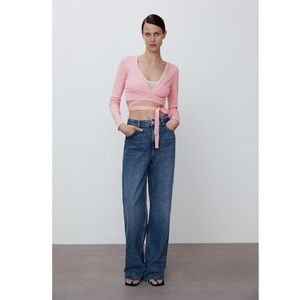 Tied Cropped Sweater Size M NWT